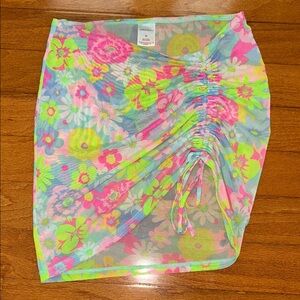 Xhilaration Floral Swim Sarong in Pink and Green